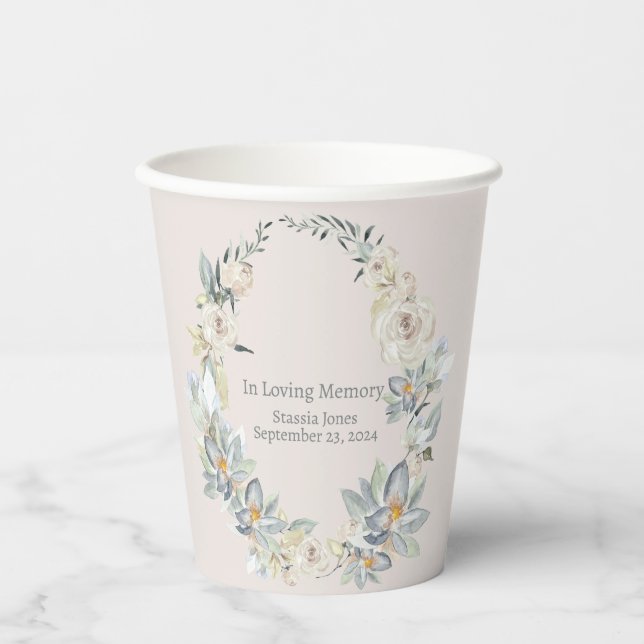Eucalyptus Oval Wreath Funeral Paper cup (Front)