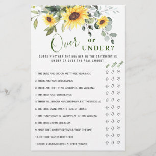 Eucalyptus Over Or Under Bridal Shower Game