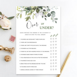 Eucalyptus Over Or Under Bridal Shower Game