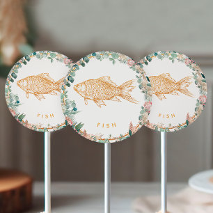 Eucalyptus Pampas Proteas Gold Fish Meal Choice Classic Round Sticker