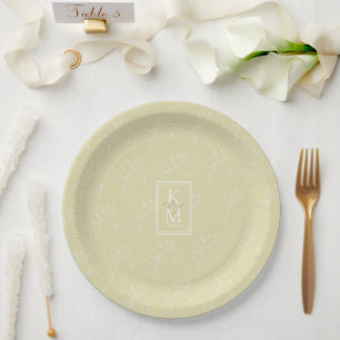 Eucalyptus Pattern Wedding Yellow ID901 Paper Plate
