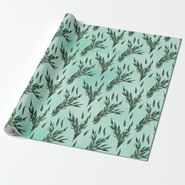 Eucalyptus Pattern Wrapping Paper (Unrolled)