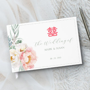 Eucalyptus Peonies Chinese Wedding Guest Book