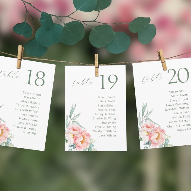 Eucalyptus Peonies Wedding Seating Chart Card (Creator Uploaded)