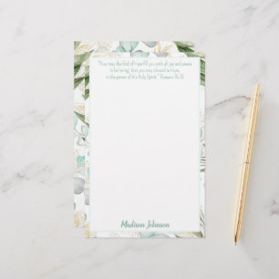 Eucalyptus Personalized Scripture Stationery