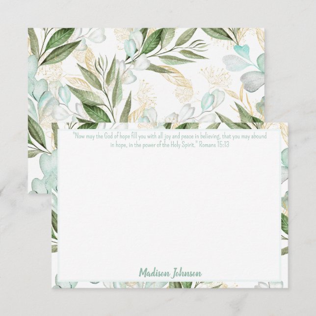 Eucalyptus Personalized Scripture Stationery Card (Front/Back)