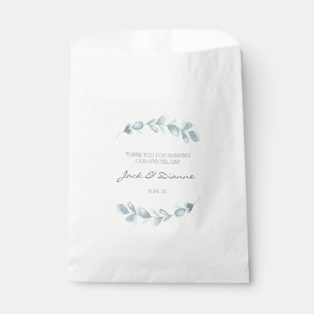 Eucalyptus Personalized Wedding Favour Paper Bags (Front)