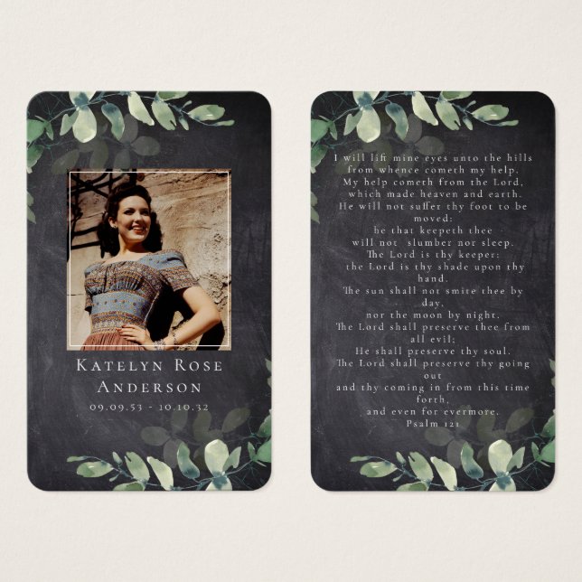 Eucalyptus Photo Funeral Memorial Prayer Card (Front & Back)