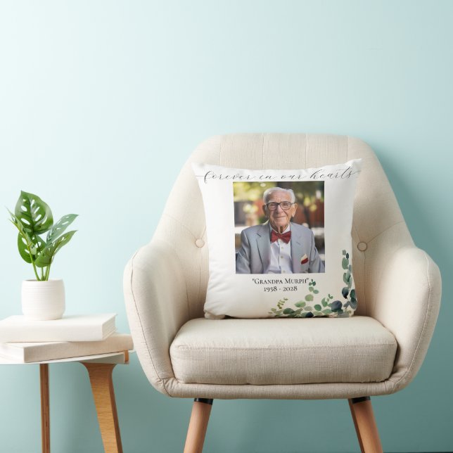 Eucalyptus Photo Keepsake Memorial Throw Pillow (Chair)