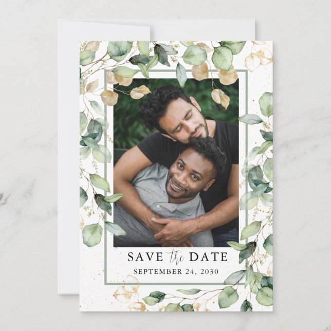 Eucalyptus Photo LGBTQ Save The Date (Front)