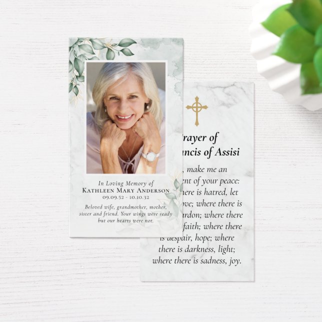 Eucalyptus Photo Memorial Prayer Card (Desk)
