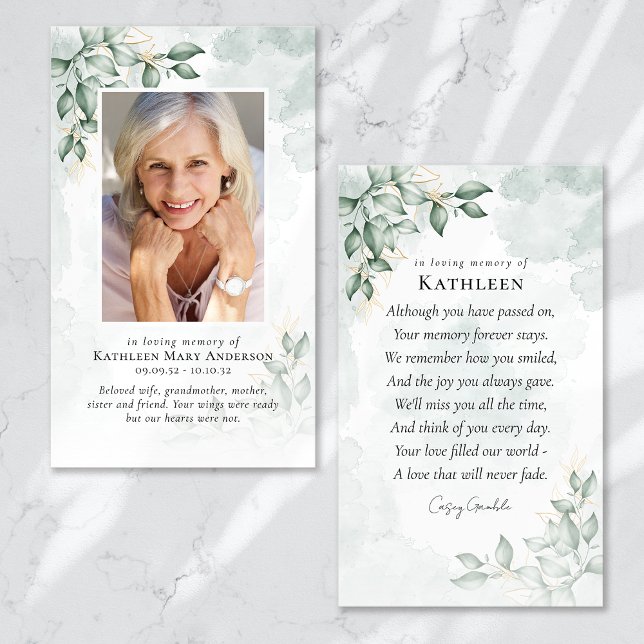 Eucalyptus Photo Memorial Prayer Card (Creator Uploaded)