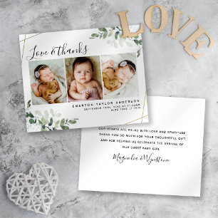 Eucalyptus Photo New Baby Thank You Card