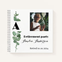 Eucalyptus photo retirement white guest book