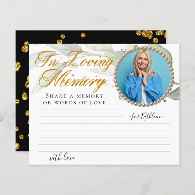 Eucalyptus Photo Share a Memory Funeral Card (Front/Back)