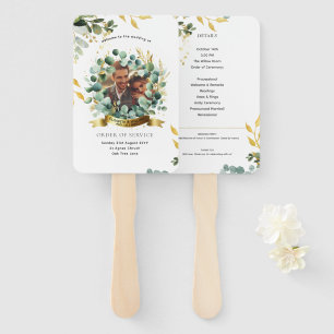 Eucalyptus PHOTO Wedding Program  Greenery PAPER Hand Fan