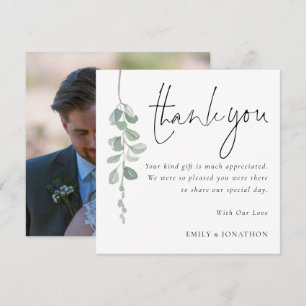 Eucalyptus Photo Wedding Thank You  Card