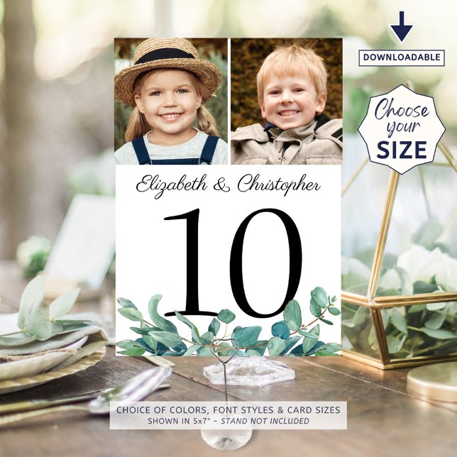 Eucalyptus Photos Mariage Numéro de table Signal (Créateur téléchargé)