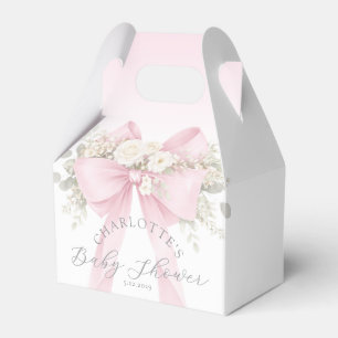 Eucalyptus Pink Bow Baby in bloom Baby Shower Favor Box
