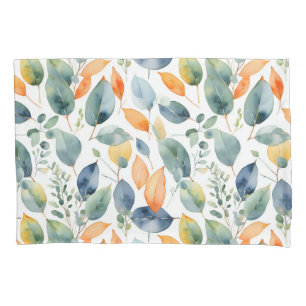 Eucalyptus Plants Green Orange 350 Watercolor Pillowcase
