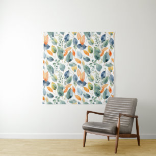 Eucalyptus Plants Green Orange 350 Watercolor Tapestry