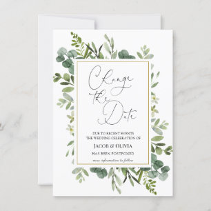 Eucalyptus Postponed Wedding Announcement