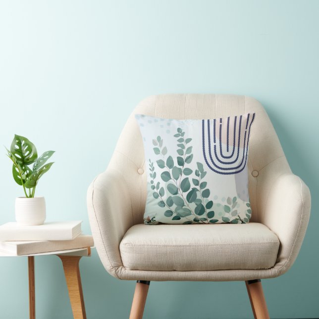 Eucalyptus Praying Mantis Australian Botanical Art Throw Pillow (Chair)
