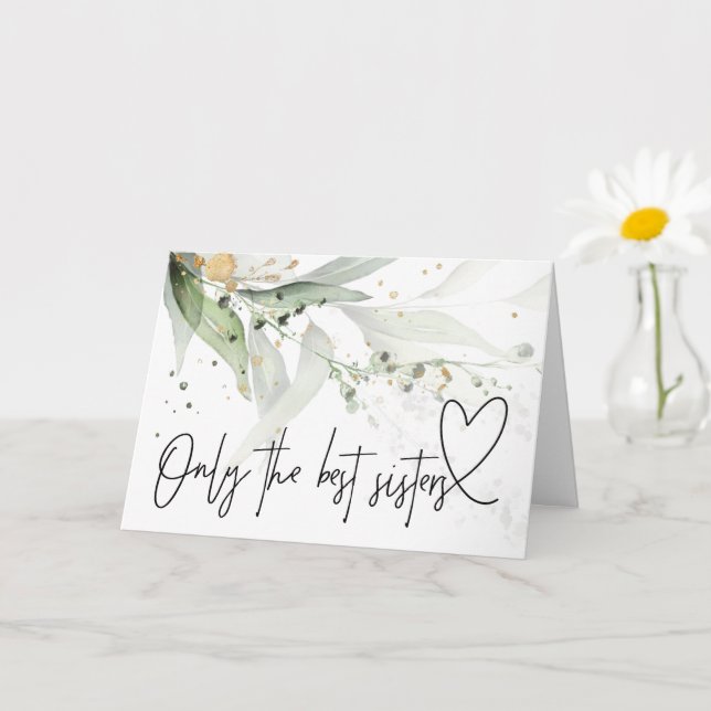 Eucalyptus Pregnancy Baby Reveal Gift To My Sister Card (Small Plant)