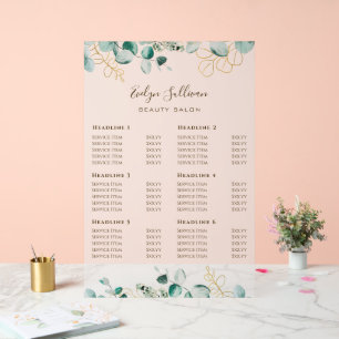 Eucalyptus Price List Acrylic Sign