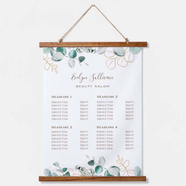 Eucalyptus price list hanging tapestry (Front)