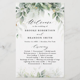 Eucalyptus Programme de mariage botanique de gomme