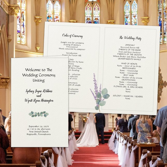 Eucalyptus Programme de mariage plié Papier à feut (Créateur téléchargé)