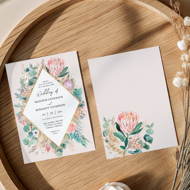Eucalyptus Protea Pampas Grass Wedding invitation (Creator Uploaded)