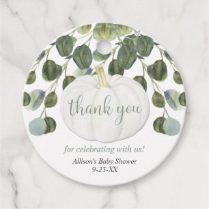 Eucalyptus pumpkin greenery modern watercolor favour tags