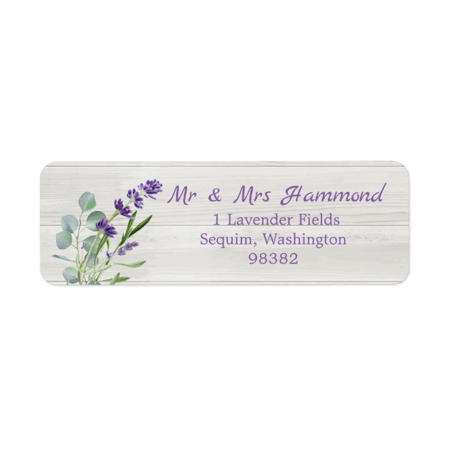 Eucalyptus Purple Lavender Flowers on wood (Front)