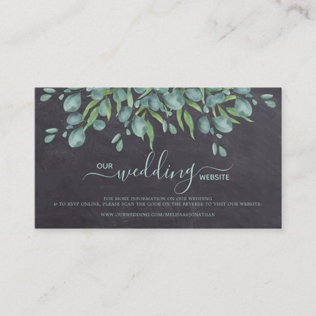 Eucalyptus QR Code Russe Mariage en ligne carte RS (Devant)