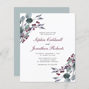 Eucalyptus Red Berries QR Code RSVP Wedding Invite