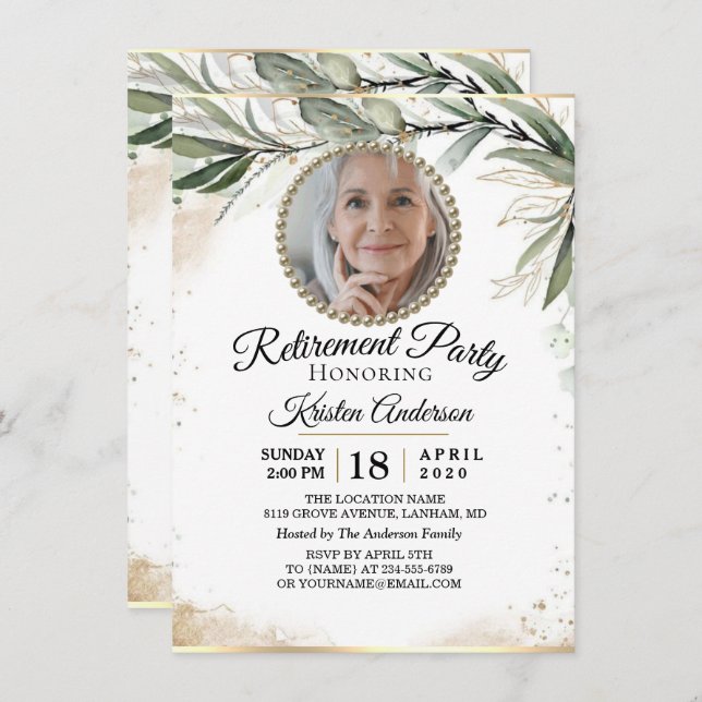 Eucalyptus Retirement Party Invitation (Front/Back)