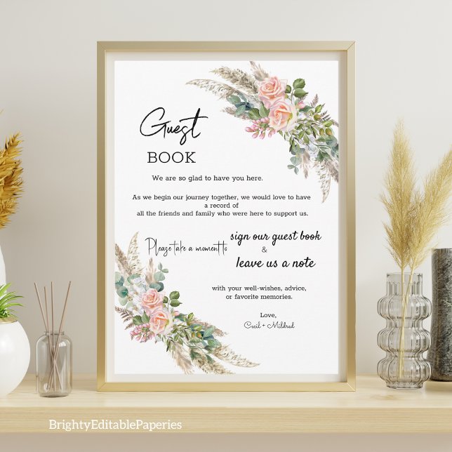 Eucalyptus & Rose Aquarelle Modèle du livre d'or (Créateur téléchargé)