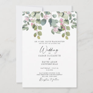 Eucalyptus & Rose Élégante invitation de mariage