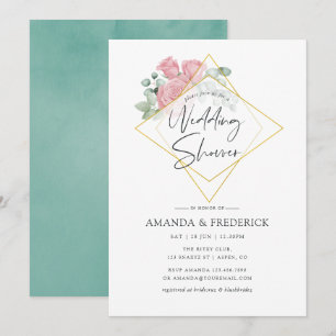 Eucalyptus Rose Geometric Wedding Shower Invitation