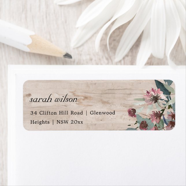 Eucalyptus rose sauvage en bois rustique Adresse f (En situation)