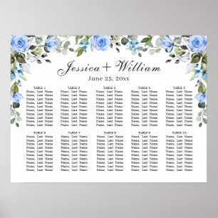 Eucalyptus & Roses 10 Tables Wedding SEATING CHART