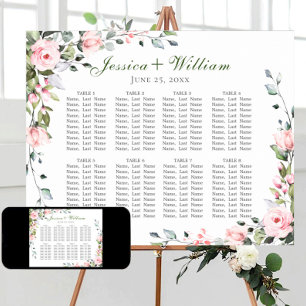 Eucalyptus & Roses 8 Tables Wedding SEATING CHART