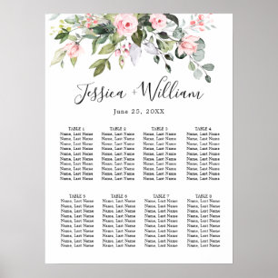 Eucalyptus & Roses 8 Tables Wedding SEATING CHART