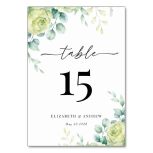 Eucalyptus Roses   Elegant Boho Greenery Wedding Table Number