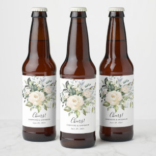 Eucalyptus Roses Wedding Favour Beer Bottle Labels