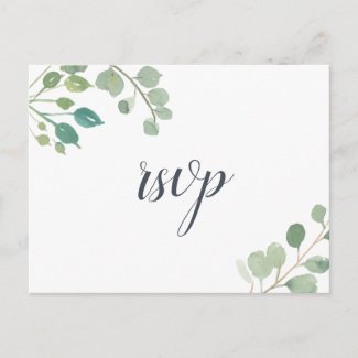 Eucalyptus RSVP Postcard with Meal Choice