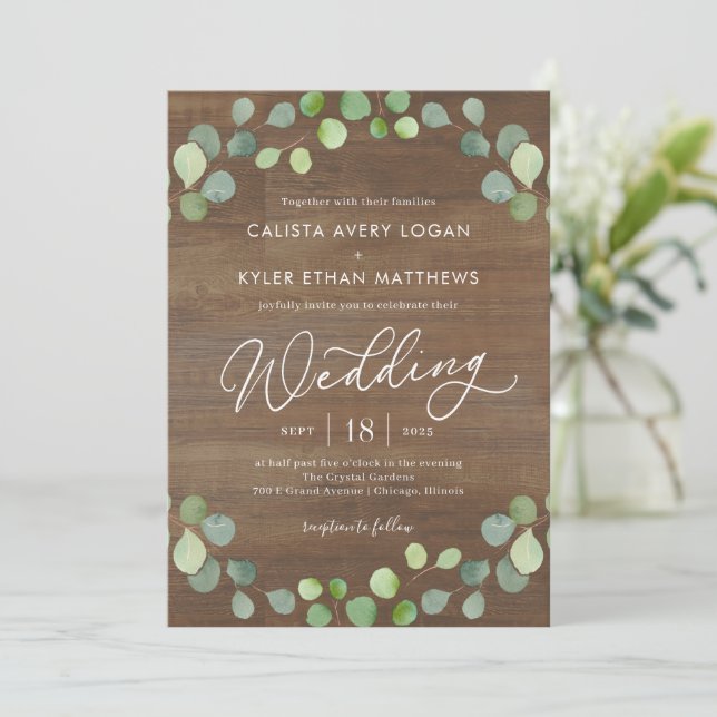 Eucalyptus Russe Faire-part de mariage REU (Debout devant)