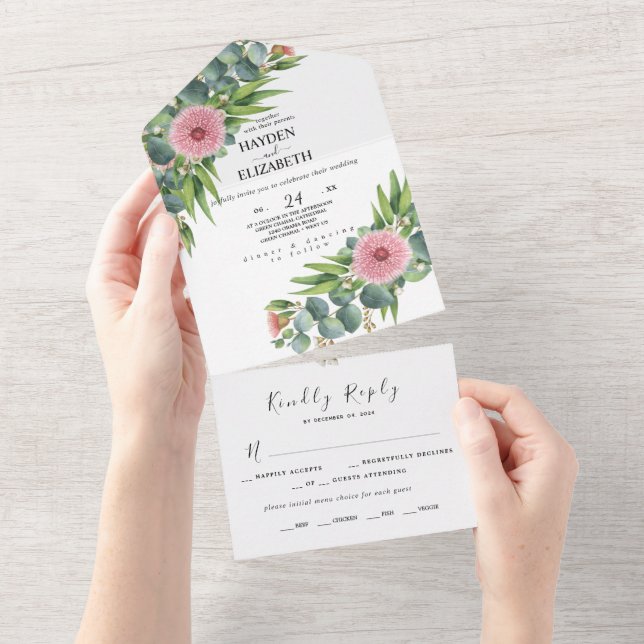 Eucalyptus Rustic All InOne Wedding Invite Supplie (Tearaway)